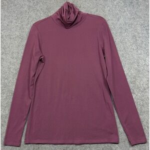 Peruvian Connection Womens Large Long Sleeve Turtleneck Top Purple Pima Cotton